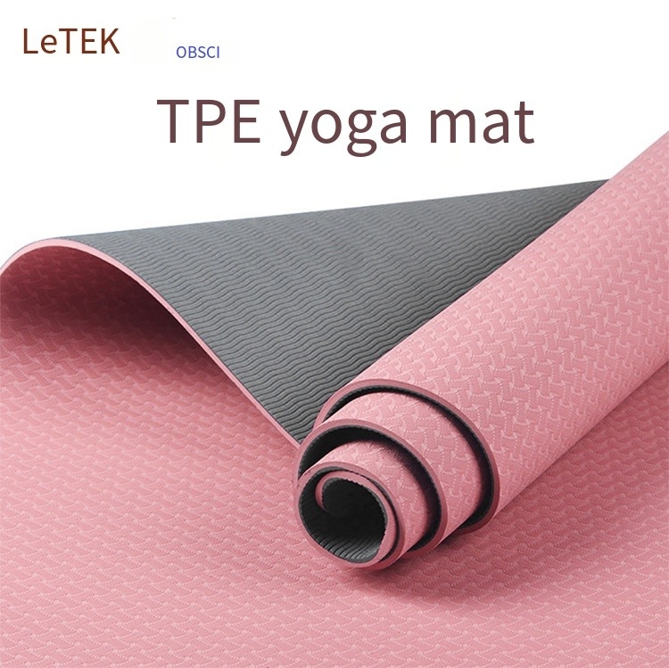 피라테스 및 요가용 분홍색 TPE 요가 매트 - 가볍고 미끄러지지 않는 - 사용자 지정 로고가 제공됩니다